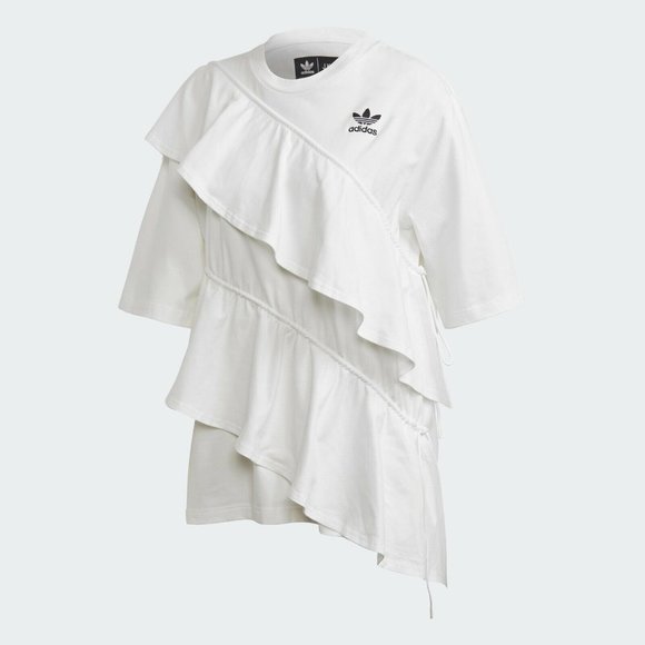 Adidas Originals Women's J KOO White Ruffles Tee Shirt FT9876 - Picture 2 of 3
